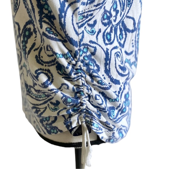 CHAPS RALPH LAUREN SHORT SLEEVE FLORAL TOP WITH SIDE DRAW STRINGS - Picture 9 of 10